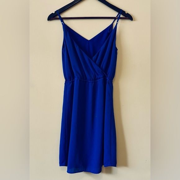 Babaton| Aritzia| Pretty ‘Casimir’ Dress in Royal Blue Lightweight V-Neck Sz XXS - Picture 3 of 6
